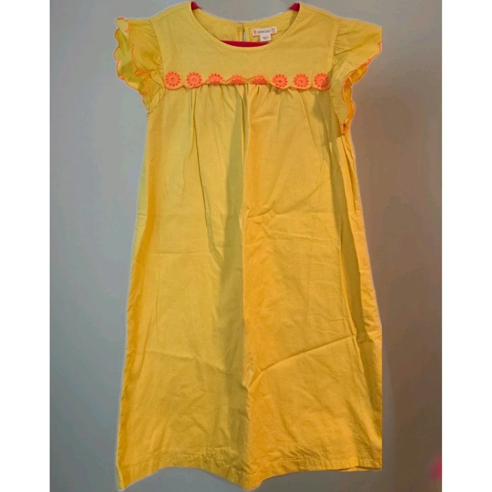Crewcuts Dress kids Size 10 Color Yellow with Floral Embroidered‎ Style